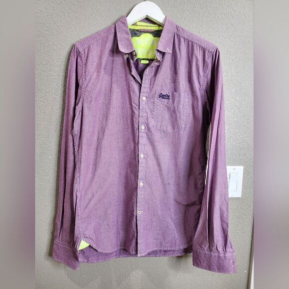 Superdry mens purple button down shirt - Picture 1 of 10